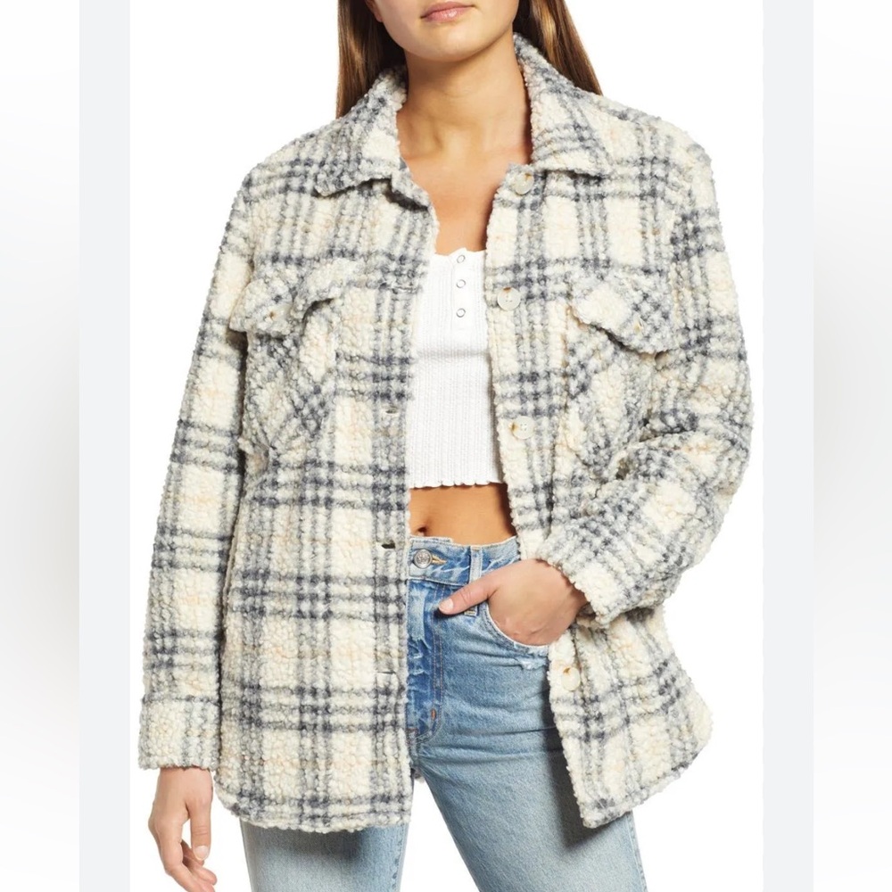 BLANKNYC Plaid High Pile Shacket large
